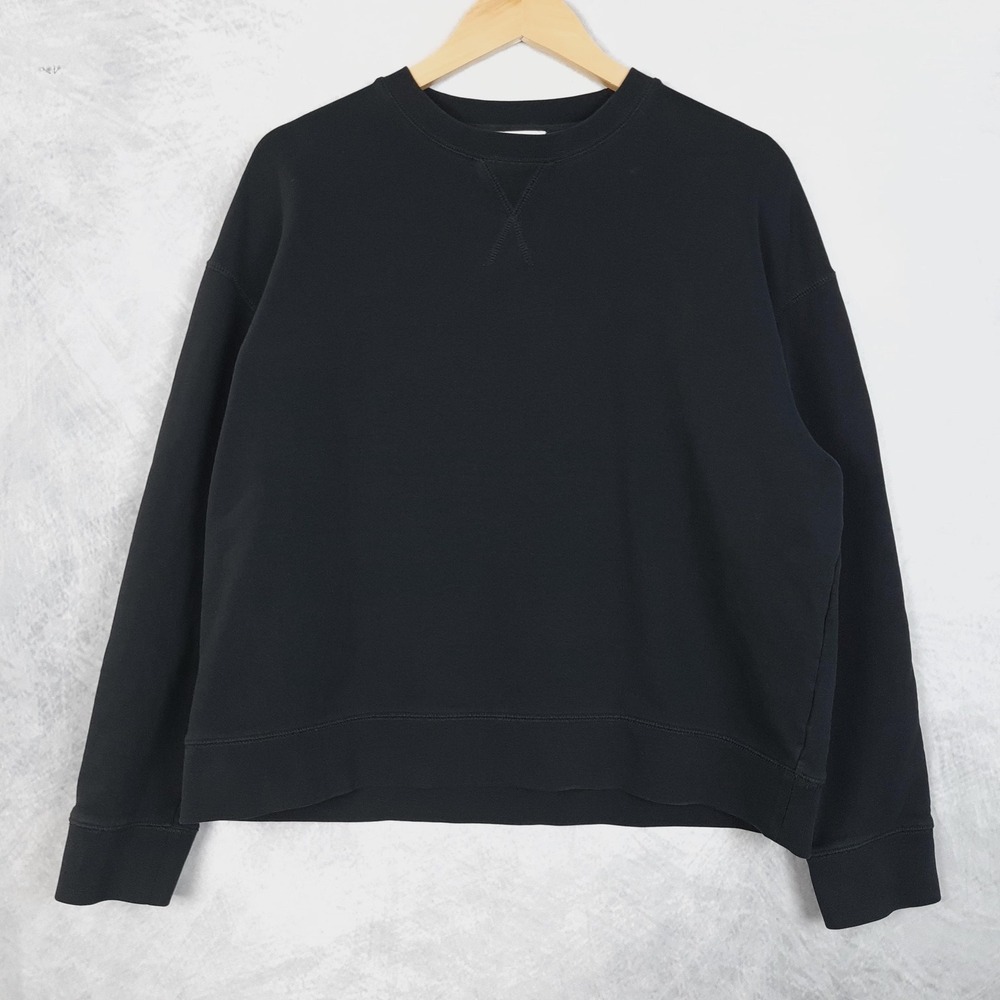 Sunspel Sweatshirt Mens Medium Black Loopback Crewneck Pullover Made In Portugal
